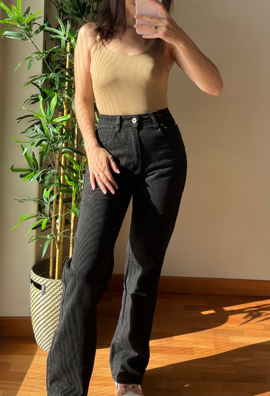 Jeans nero a gamba dritta