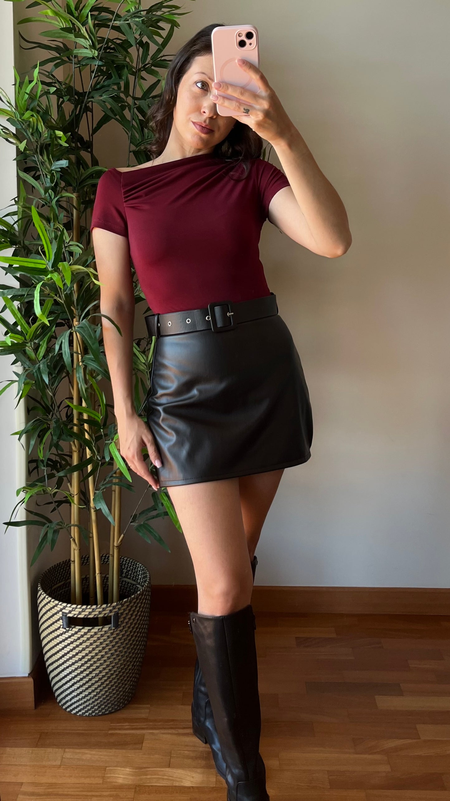 Gonna Shorts simil pelle con cintura