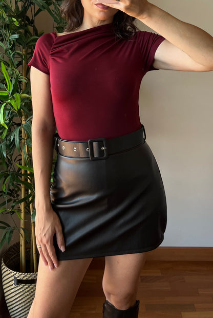 Gonna Shorts simil pelle con cintura