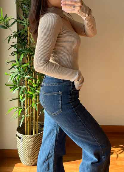 Blu jeans a gamba larga