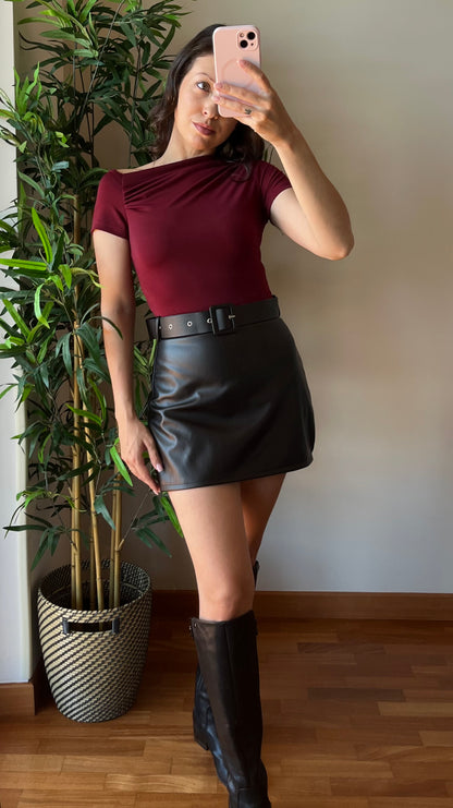 Gonna Shorts simil pelle con cintura