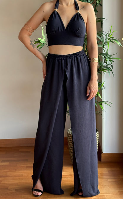Coordinato top e pantalone con apertura