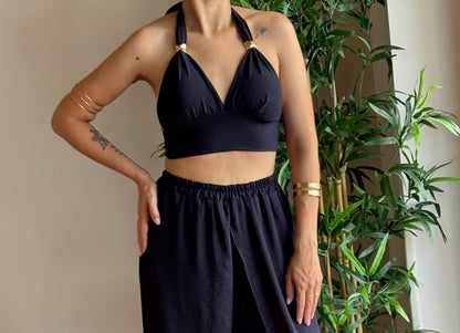 Coordinato top e pantalone con apertura