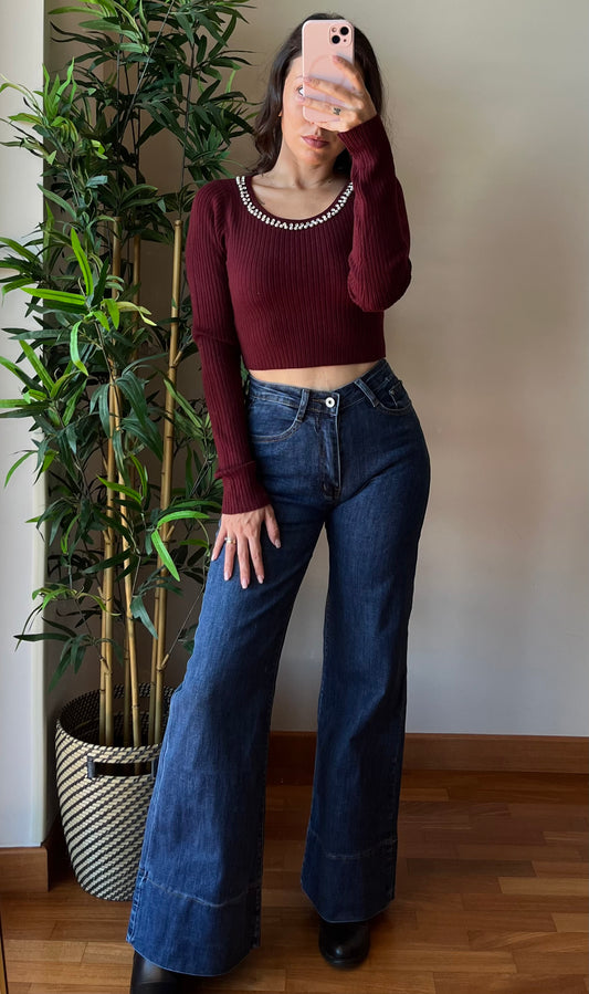 Blu jeans a gamba larga