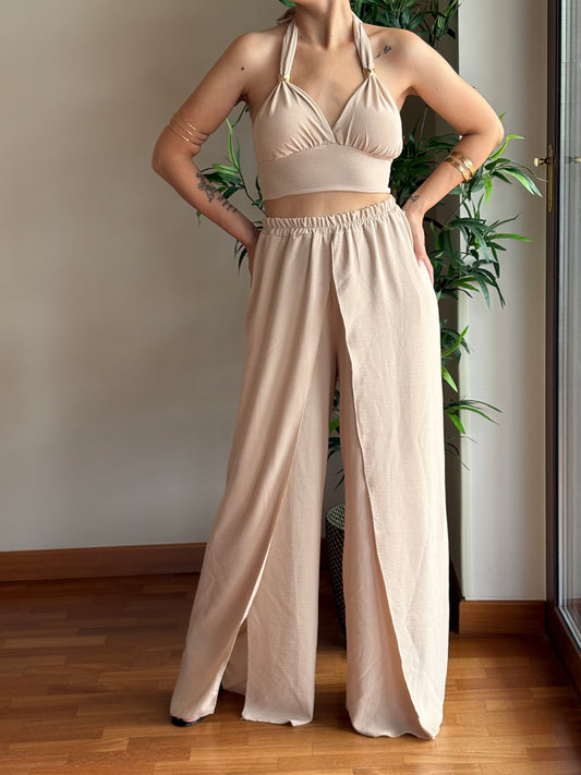 Coordinato top e pantalone con apertura