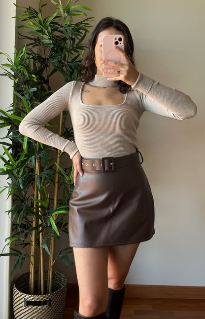 Gonna Shorts simil pelle con cintura